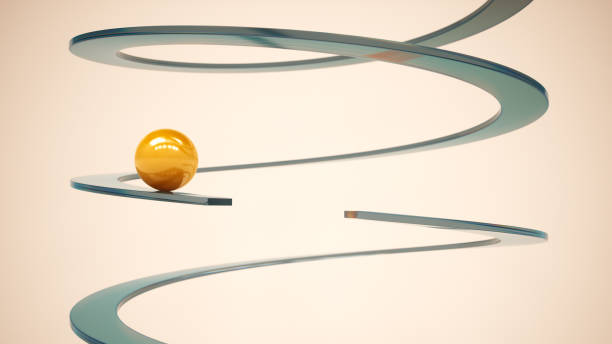 A golden ball traverses a narrow spiral, representing unpredictable challenges and the balance required to overcome them.
