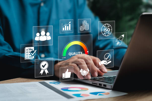 High-quality control concept, Businessman management company and business target control, Organizational, HR, Product, Financial, Document approval, Service best certificate industrial, Standard iso
